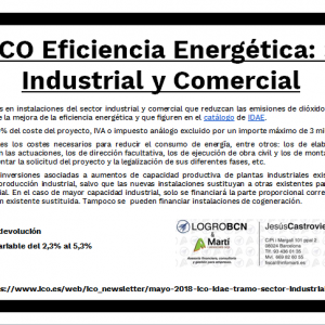 Línea ICO Eficiencia Energetica. Sector Industrial y Comercial
